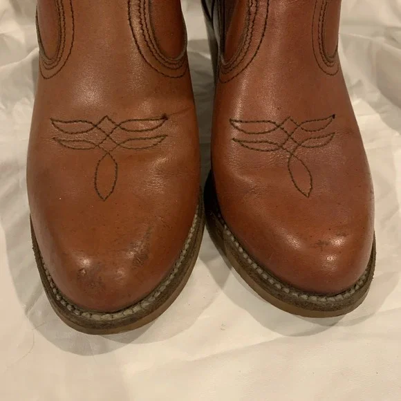 Vintage Dexter Women's 5.5 Brown‎ Leather Western Boots 70s USA Stacked Heel - Picture 6 of 9